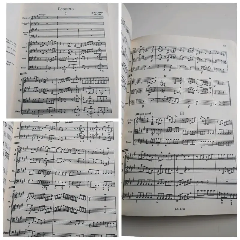 Partitura de concierto de Bach para flauta o violonchelo - 3