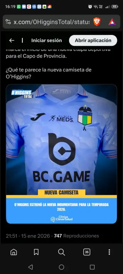 Camiseta O'Higgins 2026 Oficial Nueva Talla S - miniatura 4