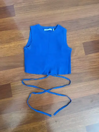 Top azul sin mangas con cintas Index - miniatura 1