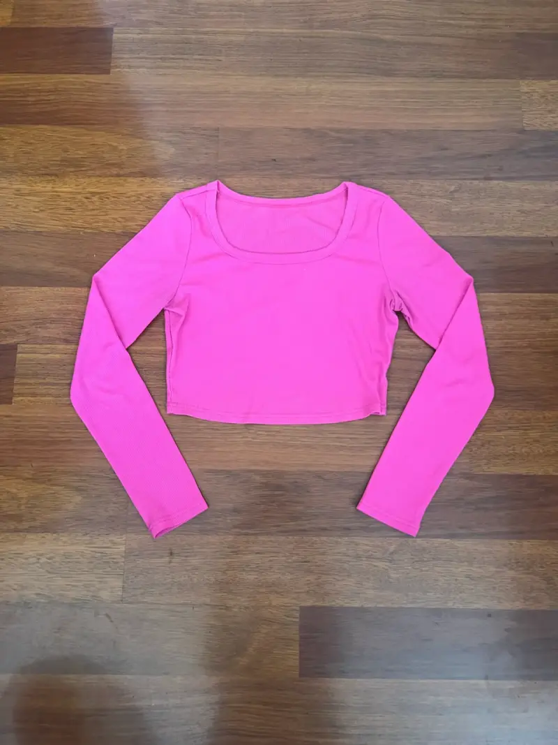 Polera manga larga rosada para mujer