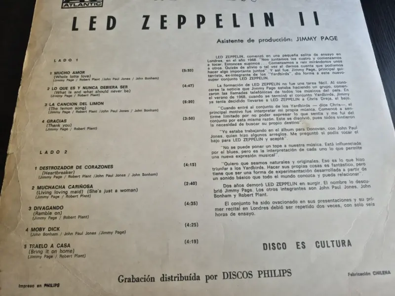Vinilo Led Zeppelin II Edición Original Chilena - 2