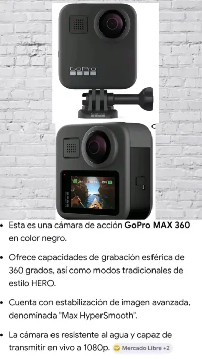 Cámara de Acción GoPro MAX 360 Negra - miniatura 2
