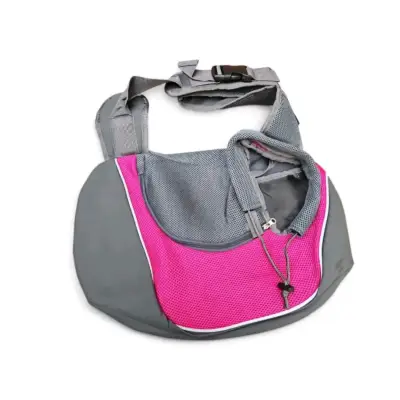 Bolso transportador de mascotas rosa y gris - miniatura 1
