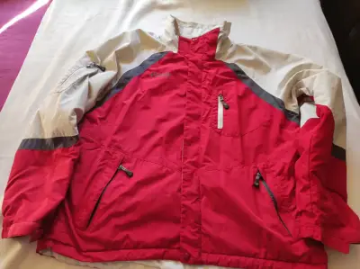 Chaqueta impermeable Columbia roja y blanco - miniatura 1