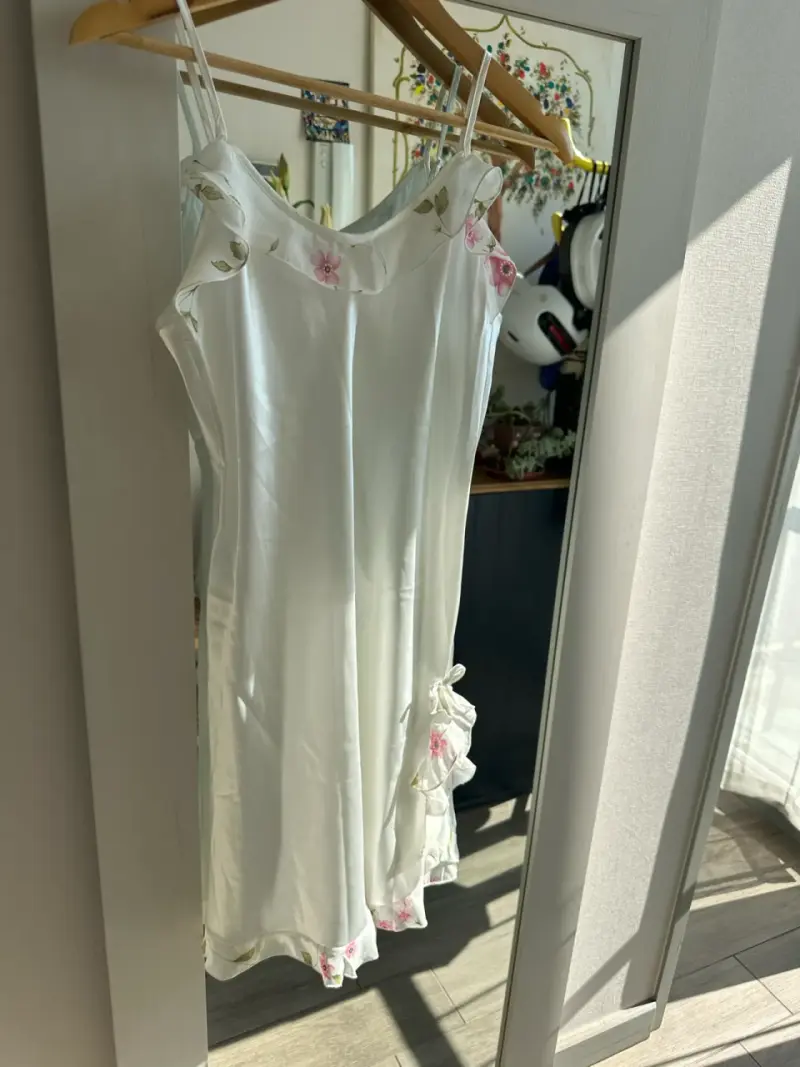 Camisón de satin blanco M - 1