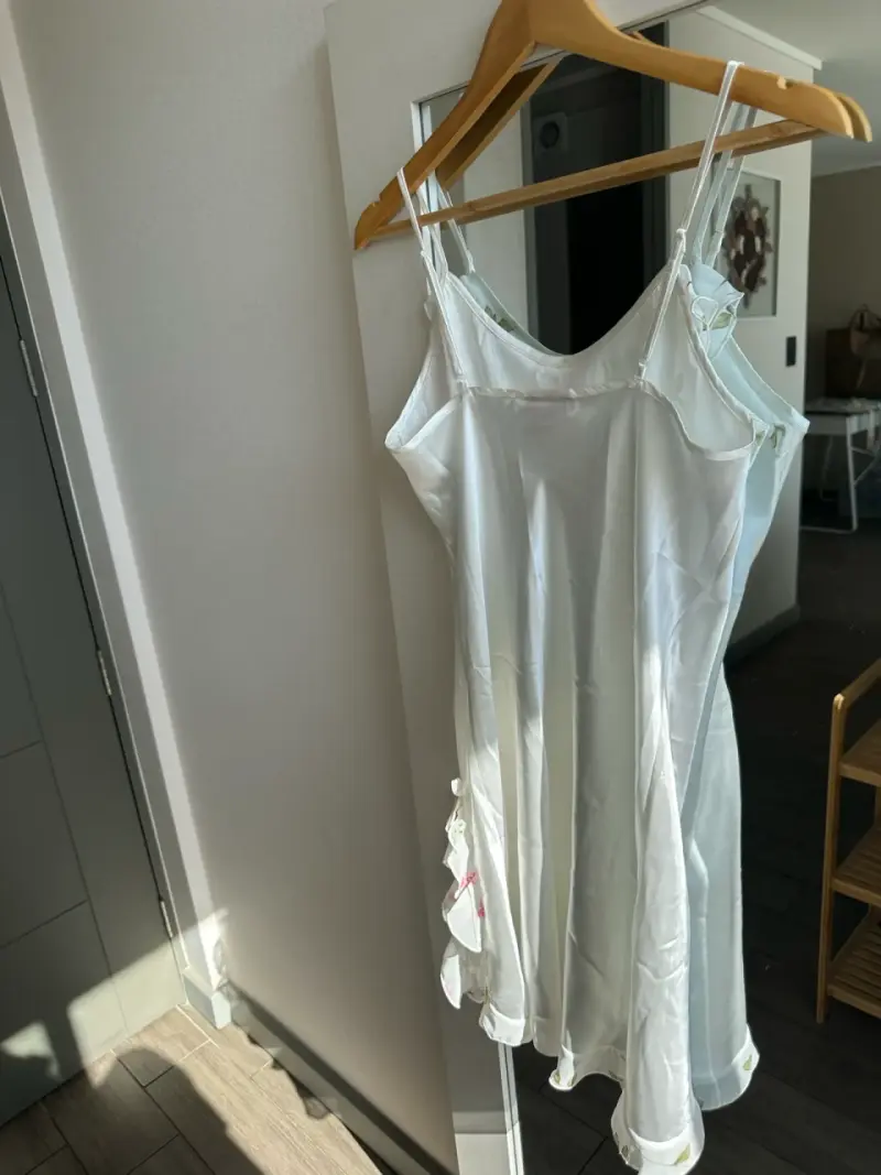 Camisón de satin blanco M - 3