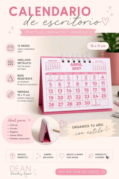 Calendario de escritorio 2027 compacto y práctico - miniatura 1