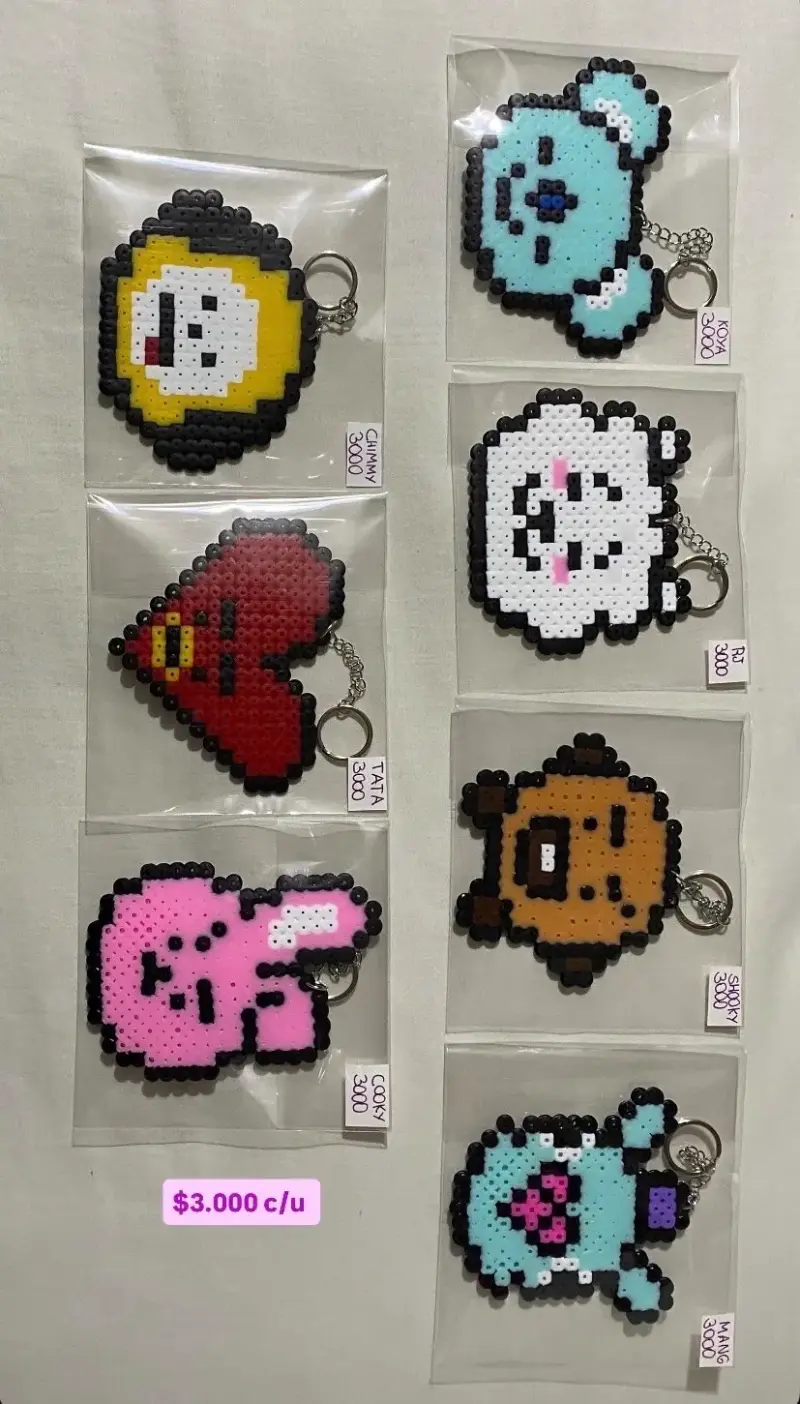 Llavero de personajes BT21 en HAMA BEADS