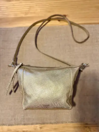 Cartera cuero cruzada dorada Fossil - miniatura 1