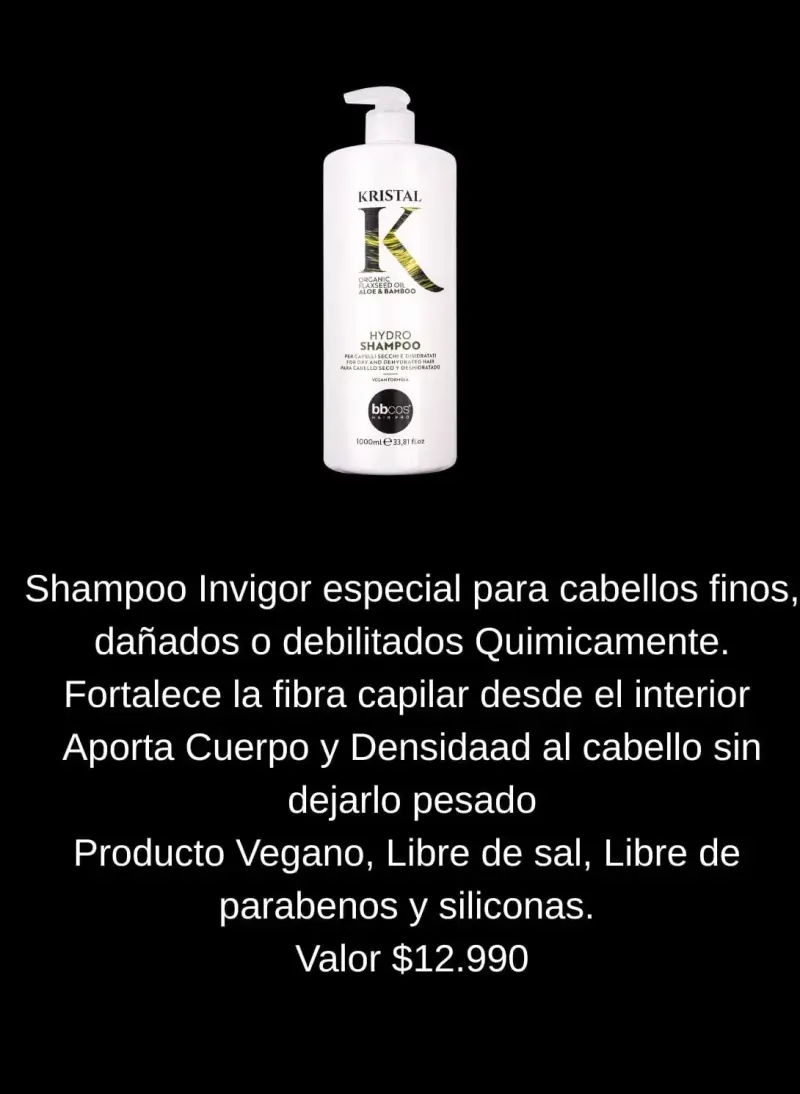 Shampoo Invigorante Kristal K para Cabello Dañado