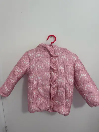 Chaqueta rosada para niña con capucha - miniatura 1