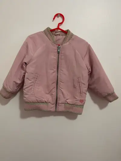 Chaqueta bomber rosa para niña - miniatura 1