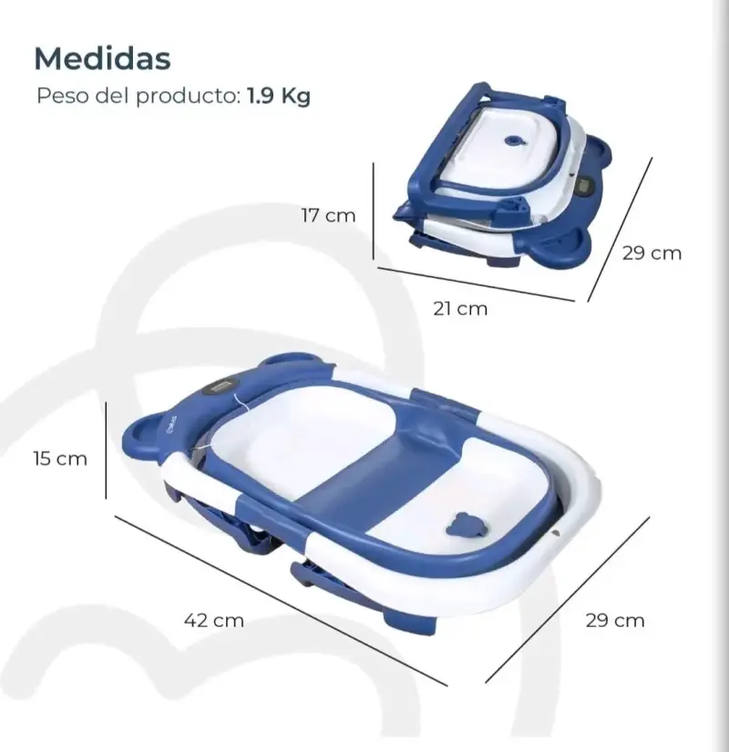 Tina plegable bebesit para bebé azul y blanca - 1