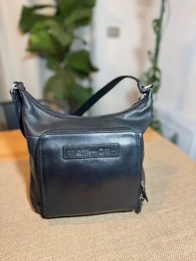 Bolso de cuero negro Fossil con bolsillo frontal - miniatura 1