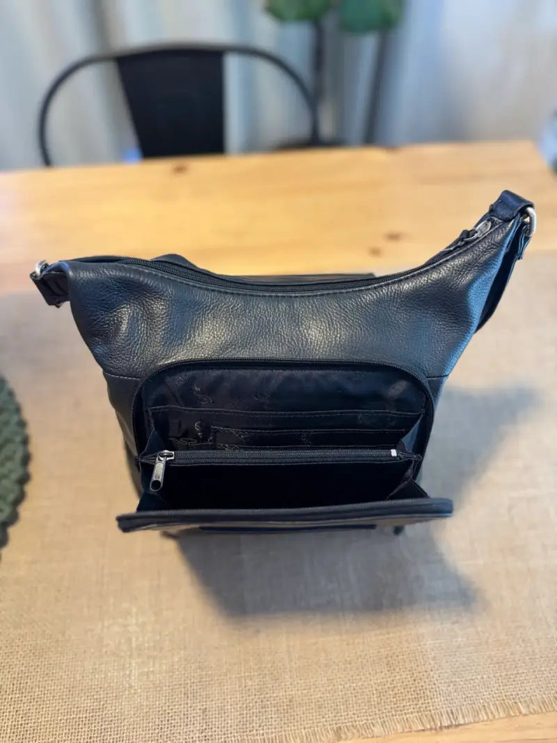 Bolso de cuero negro Fossil con bolsillo frontal - 3