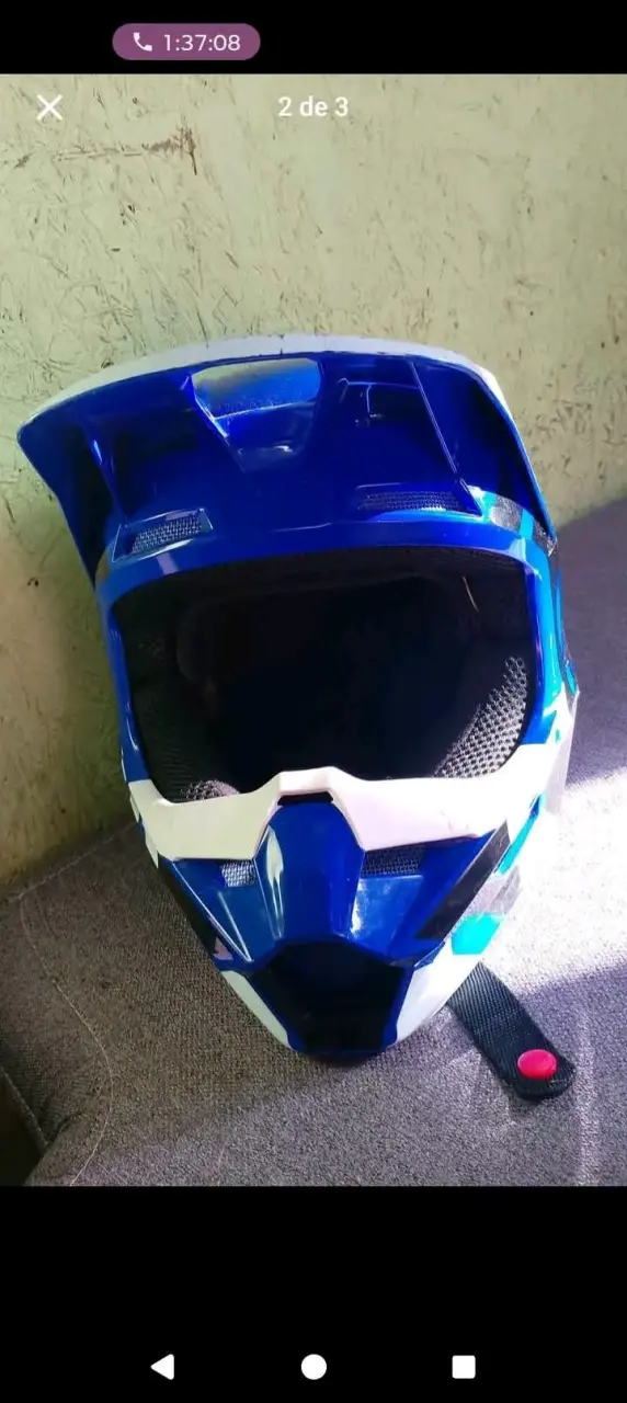 Casco de motocross azul y blanco - 2