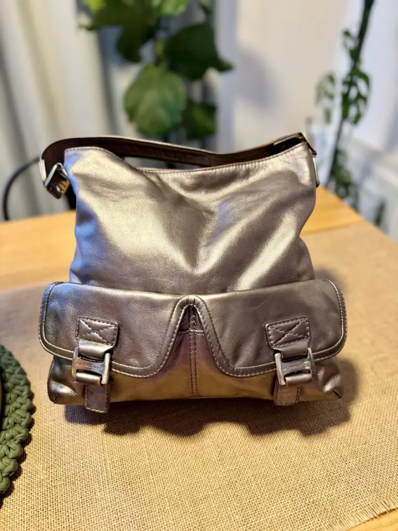 Bolso de cuero Michael Kors gris metálico - 1