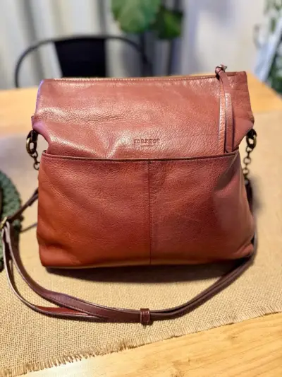 Cartera de cuero marrón Margot - miniatura 1