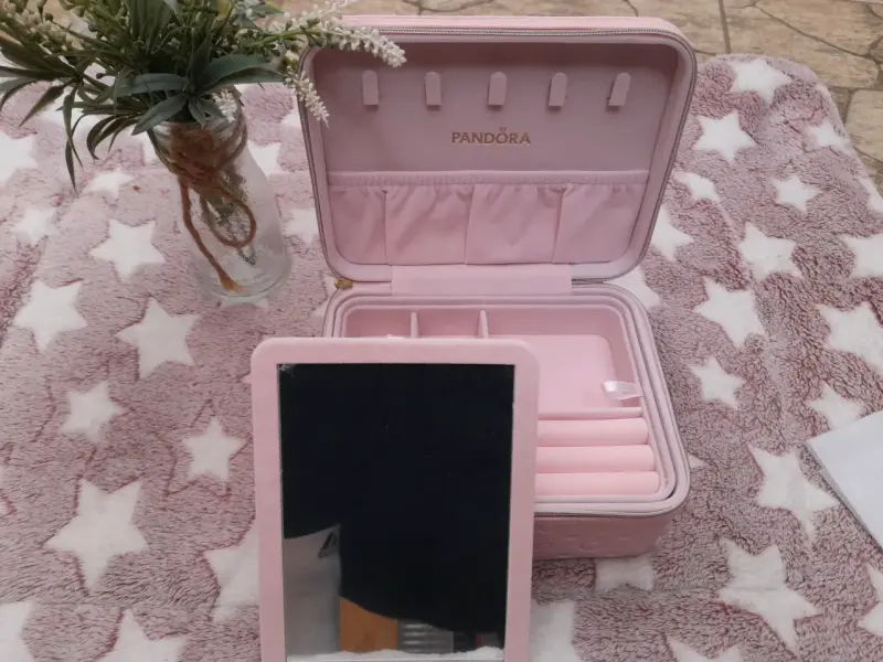 Estuche de joyas rosa Pandora con espejo - 2