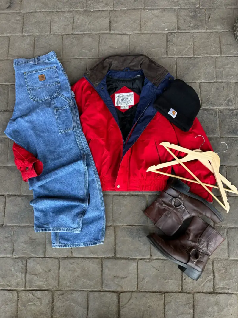 Chaqueta Roja John Ashford con Cuello de cuero - 5