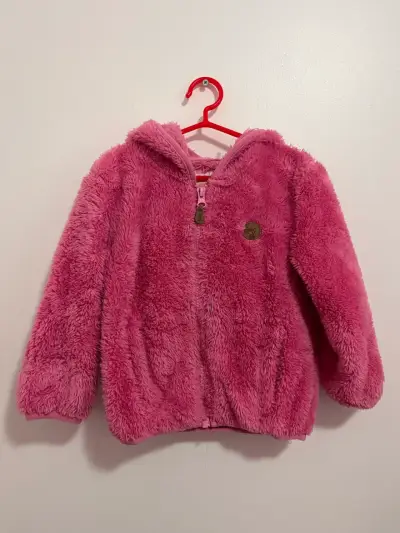 Chaqueta de peluche rosada para niña - miniatura 1