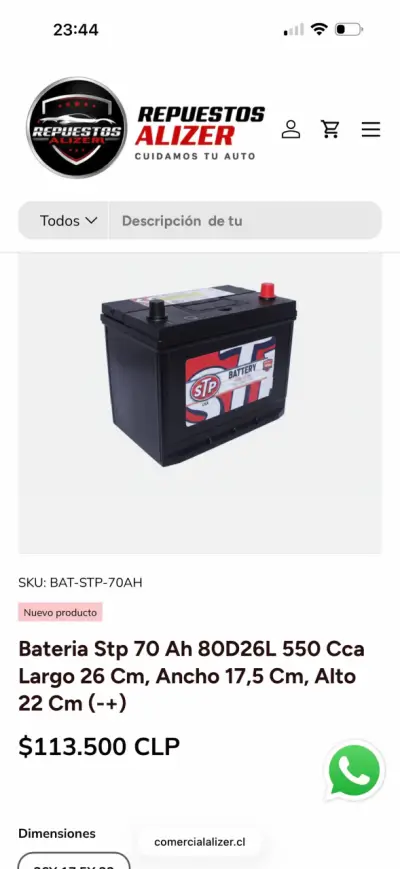 Batería STP CMF80D26L 70AH 550CCA - miniatura 6
