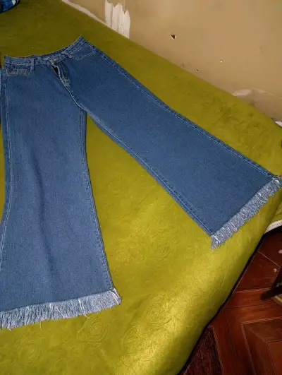 Pantalón Wide Leg de Denim Azul Talla S - miniatura 2