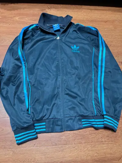 Poleron Adidas azul con lineas celeste - miniatura 1