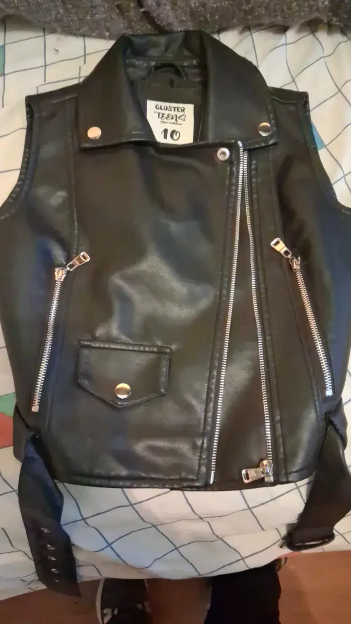 Chaleco de cuero sintético negro Gluster Teens