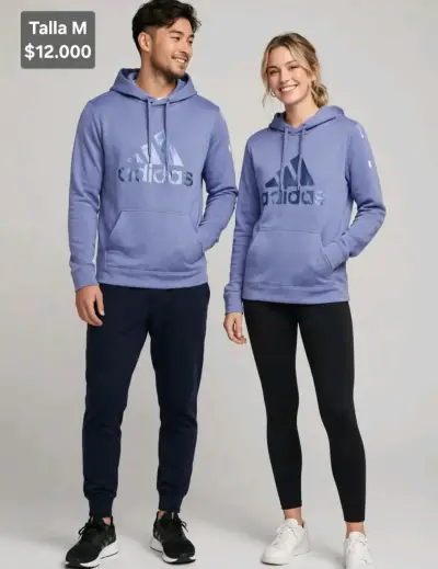 Polerón Adidas con capucha azul talla M - miniatura 1