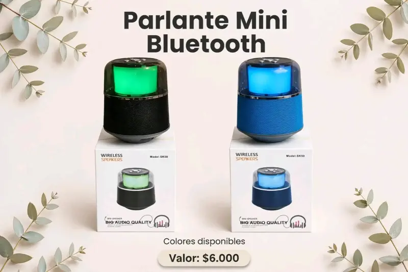 Parlante Mini Bluetooth SK50 con Luz LED
