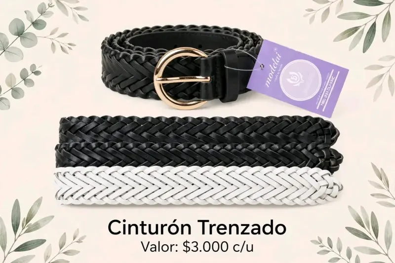 Cinturón trenzado negro y blanco Moddali
