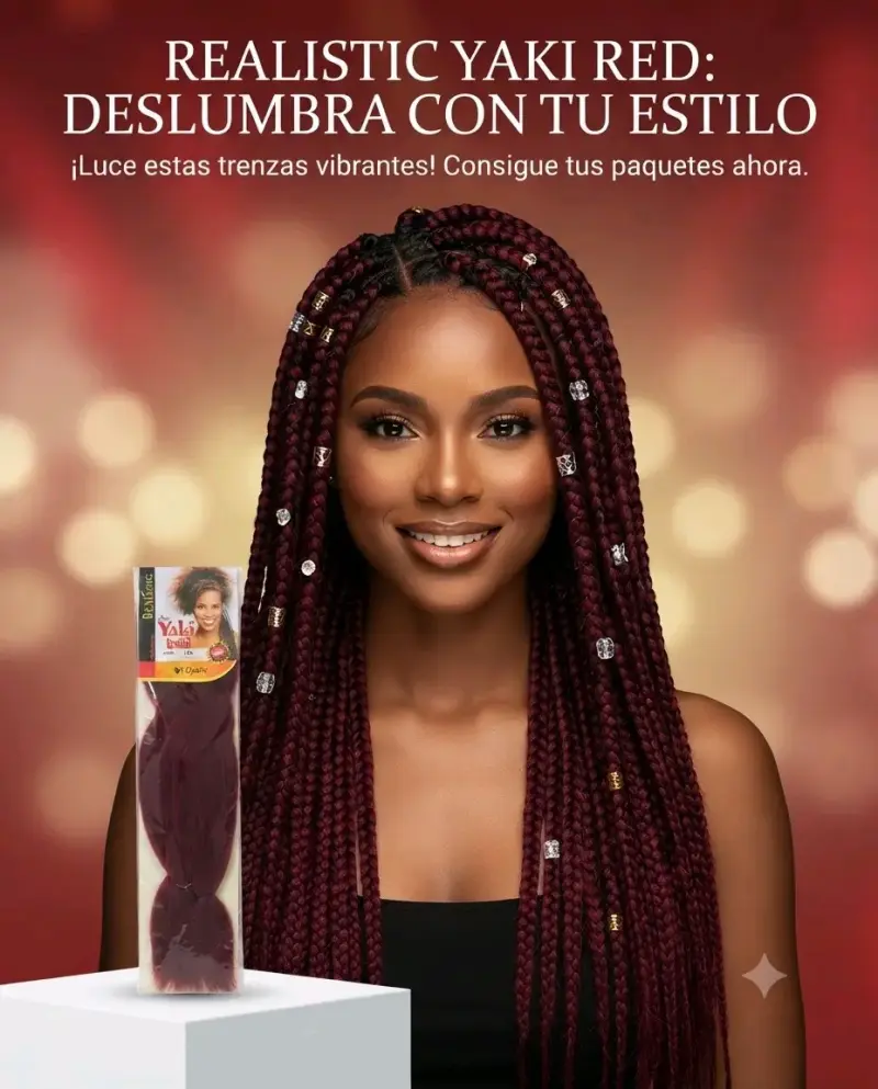 Extensiones de Trenzas Realistic Yaki Rojo - 1