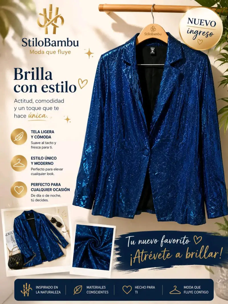 Blazer Azul Brillante StiloBambu