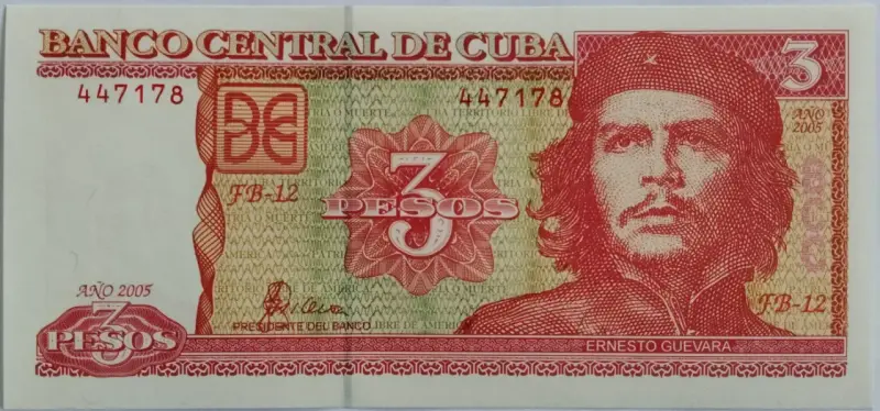 Billete de 3 Pesos Cubanos con Ernesto Guevara 2005 - 1