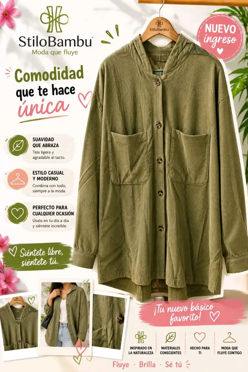 Chaqueta verde casual StiloBambu