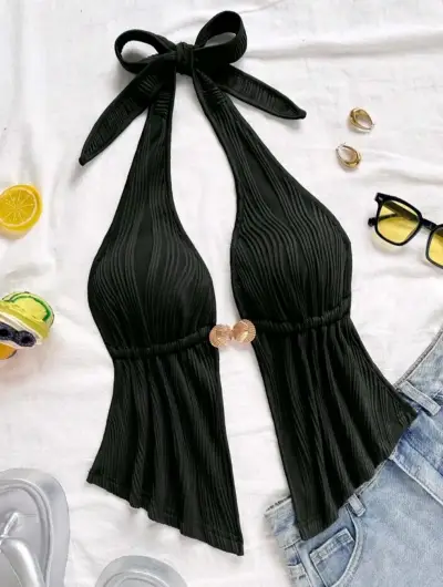 ✨Top halter negro Soleia nuevo con etiquetas | Esp - miniatura 1