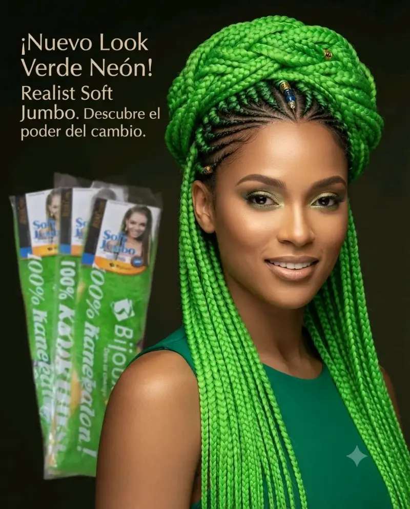 Extensiones de Cabello Verde Neón Realist Soft Jumbo - 1