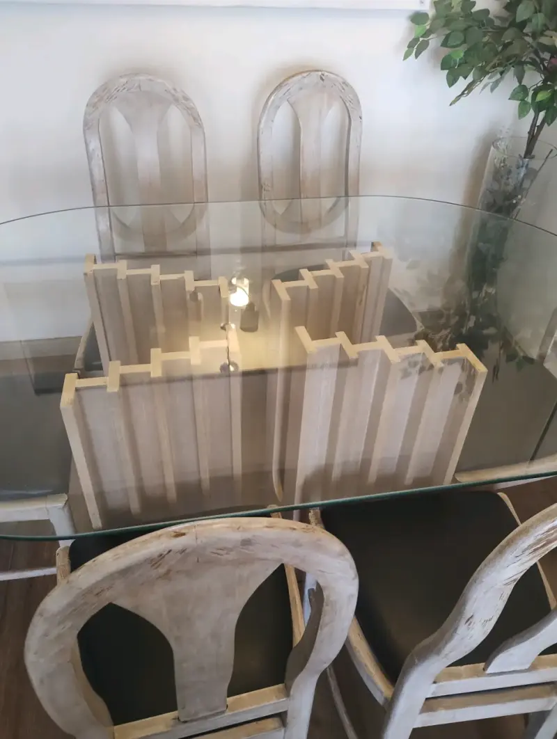 Juego de comedor de vidrio con sillas de madera - 2