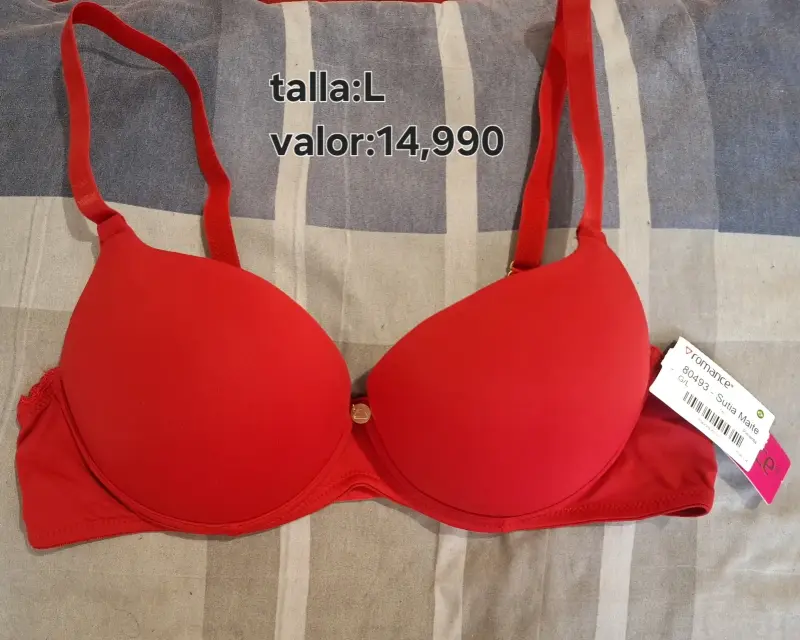Conjunto de lencería rosa con encaje talla XL - 2