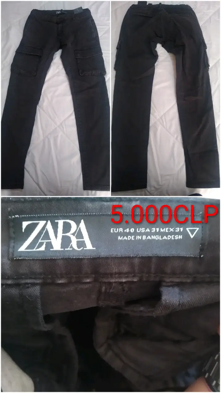Pantalones cargo negros Zara para hombre