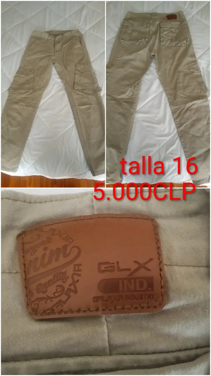 Pantalones cargo beige talla 16 GLX