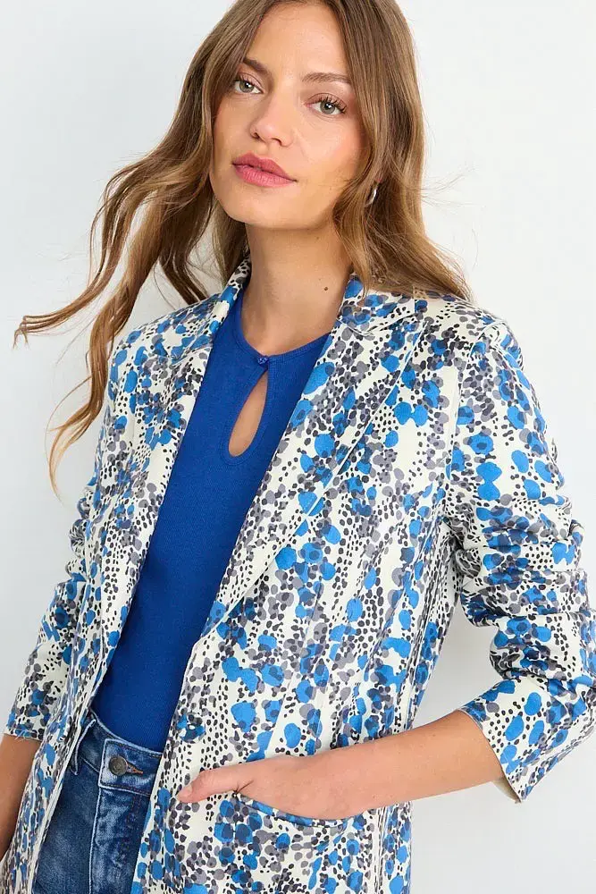 Blazer estampado floral azul IO talla 38 nuevo - 4