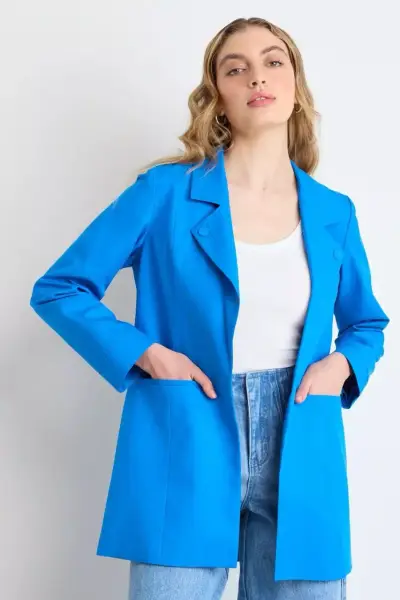 Blazer azul para mujer elegante IO talla 38 - miniatura 1