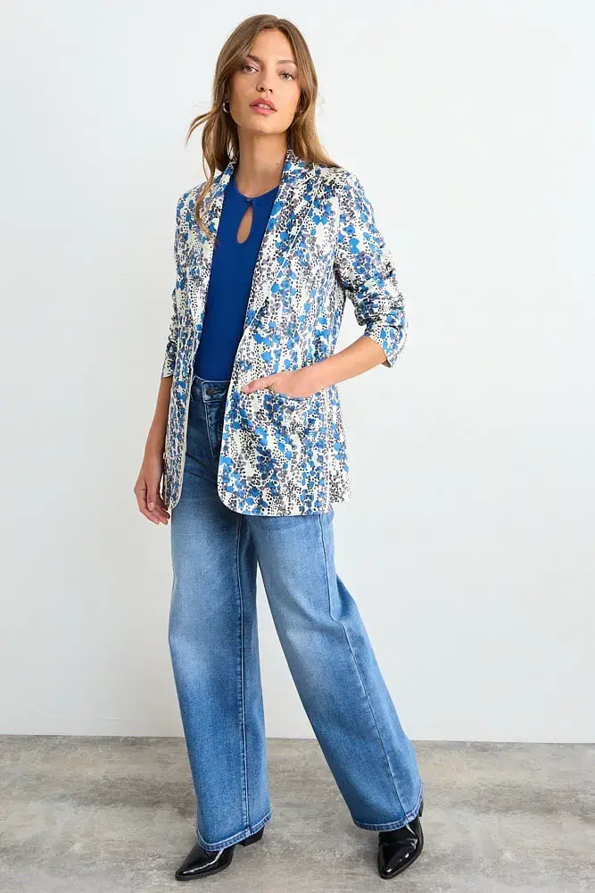 Blazer estampado floral azul IO nuevo talla 38 - 1