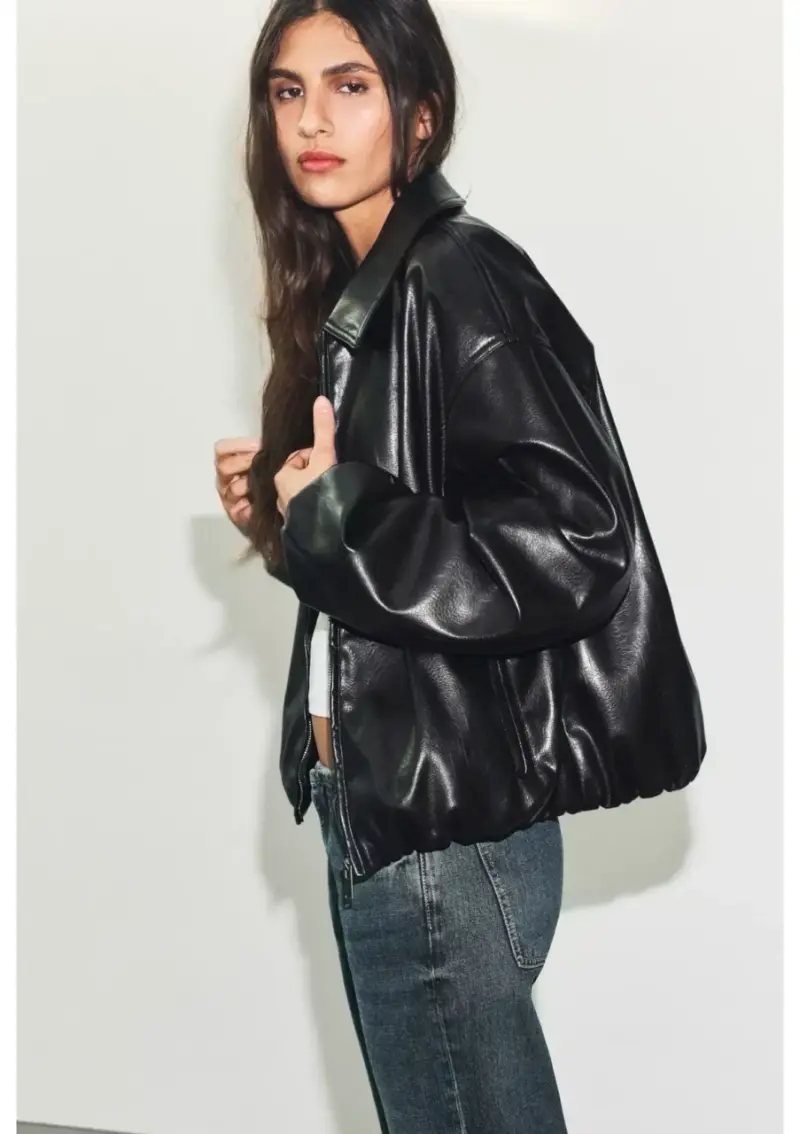 Chaqueta Bomber Negra Zara talla M nuevo - 4