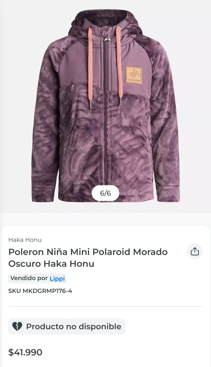 Polerón niña morado Haka Honu talla 5 a 6 - 2