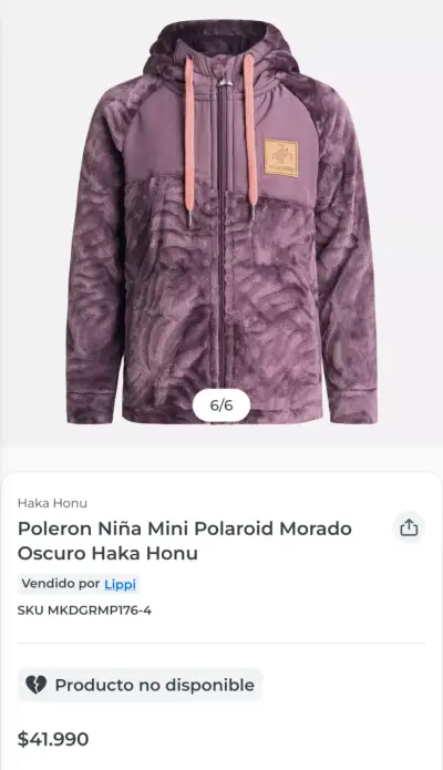 Polerón niña morado Haka Honu talla 5 a 6 - miniatura 2