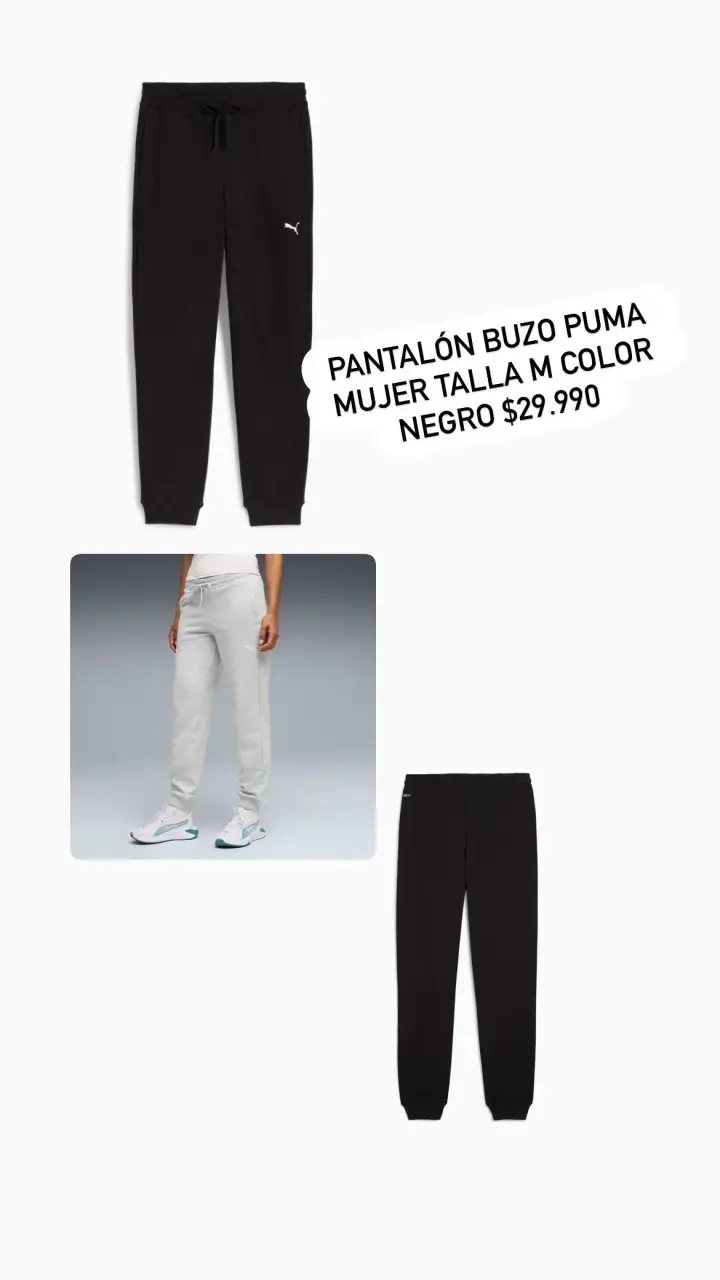 Pantalón buzo negro Puma para mujer talla M - 3