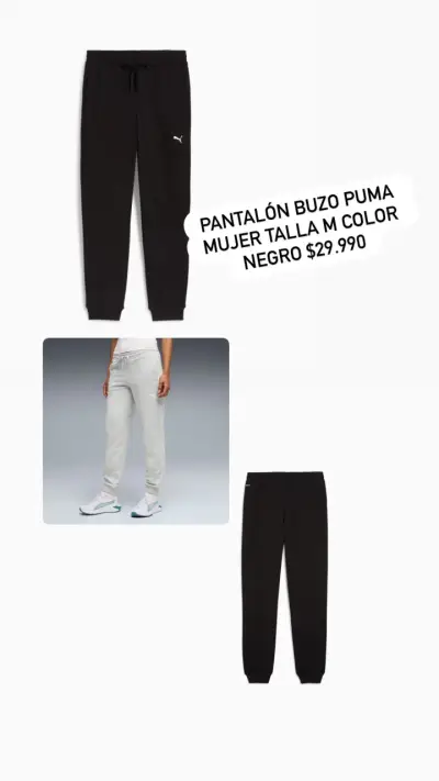 Pantalón buzo negro Puma para mujer talla M - miniatura 3